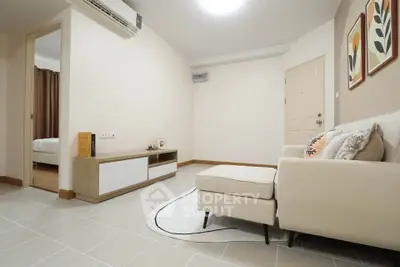 Modern living room with stylish decor and cozy seating area