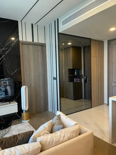 Modern living room with sleek design and stylish decor