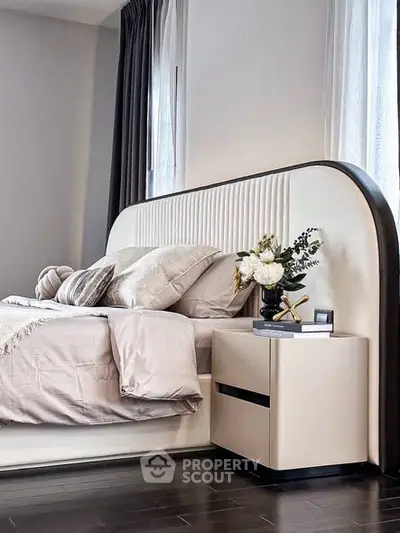 Luxurious bedroom with elegant bed and stylish decor