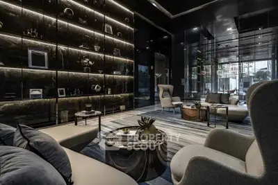 Luxurious modern living room with elegant furniture and ambient lighting