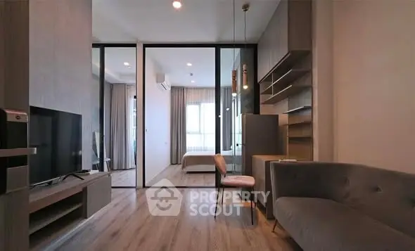 Modern living room with stylish furniture and open layout