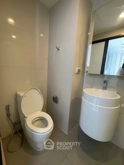 Modern bathroom with sleek fixtures and minimalist design