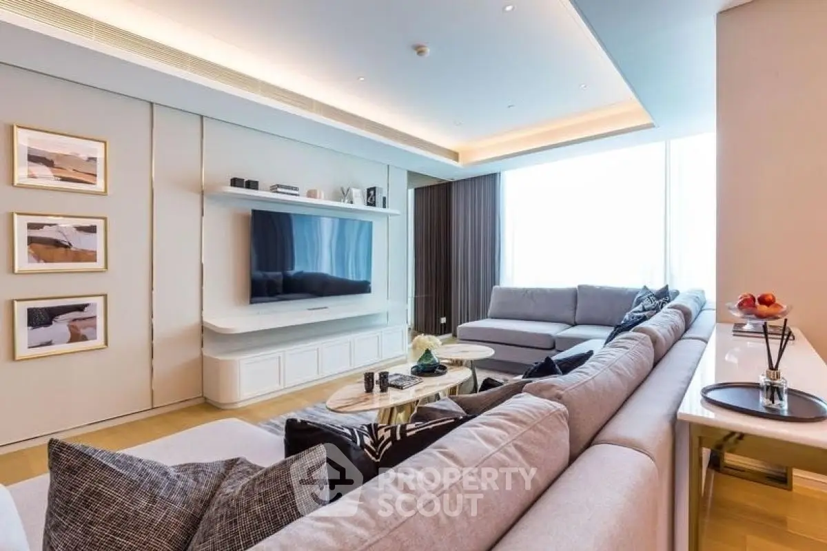 Luxurious modern living room with spacious seating and elegant decor