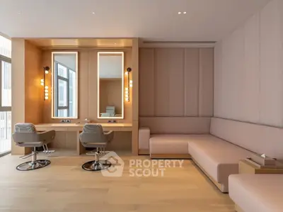 Luxurious modern living room with stylish seating and elegant lighting