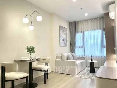 Modern living room with elegant decor and natural light