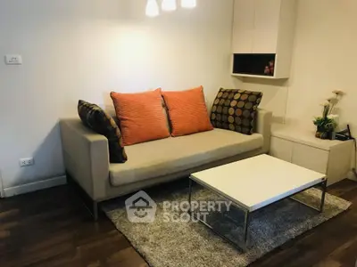 Cozy living room with modern sofa and stylish decor