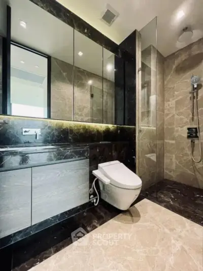 Luxurious modern bathroom with sleek design and high-end fixtures