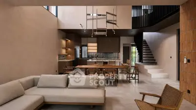 Stunning open-plan living room with modern kitchen and stylish furniture
