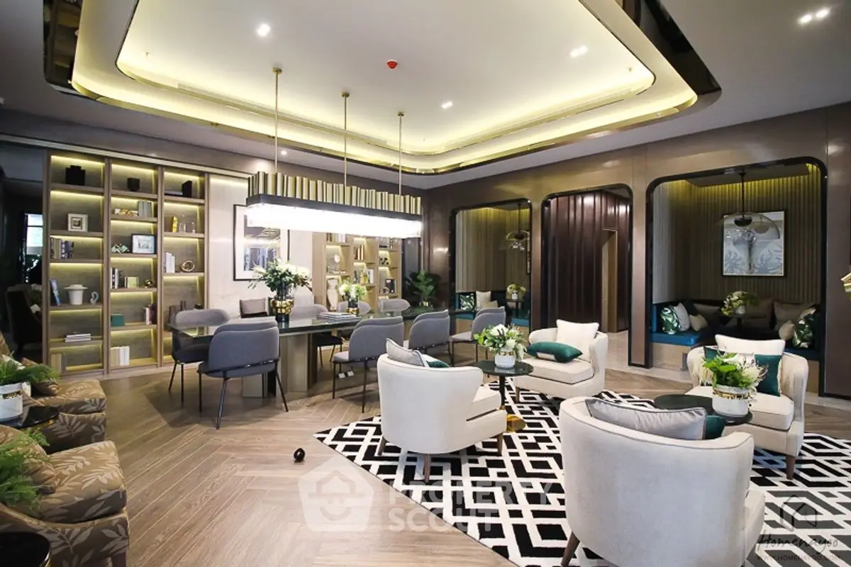 Luxurious modern living room with elegant decor and stylish furniture