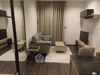 Modern living room with stylish furniture and cozy ambiance