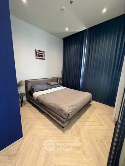 Modern bedroom with stylish decor and cozy ambiance