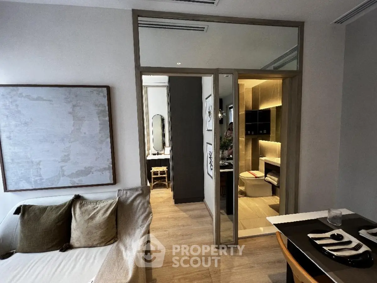 Modern apartment interior with cozy living area and stylish decor