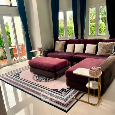 Luxurious living room with plush sectional sofa and elegant decor