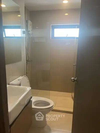 Modern bathroom with sleek fixtures and natural light