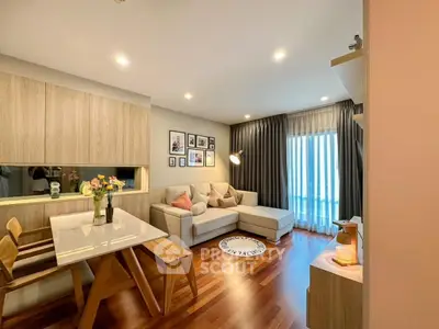 Modern living room with cozy seating and stylish decor