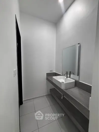 Modern minimalist bathroom with sleek sink and mirror design