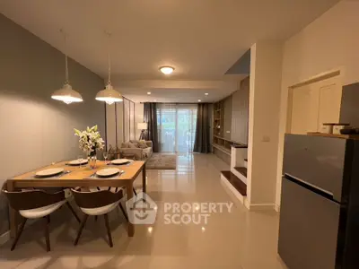 Spacious modern living room with dining area and elegant decor