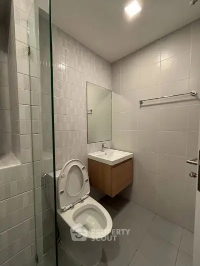 Modern bathroom with sleek fixtures and minimalist design