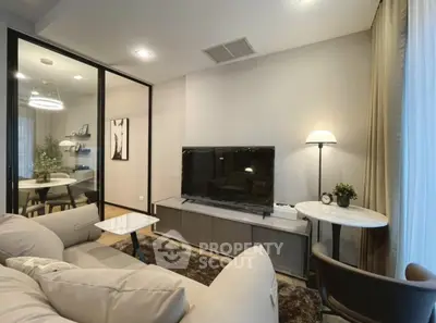 Modern living room with sleek furniture and stylish decor