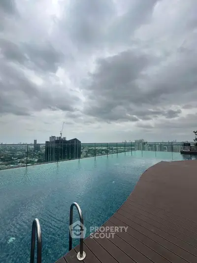 Luxurious rooftop infinity pool with stunning city skyline view