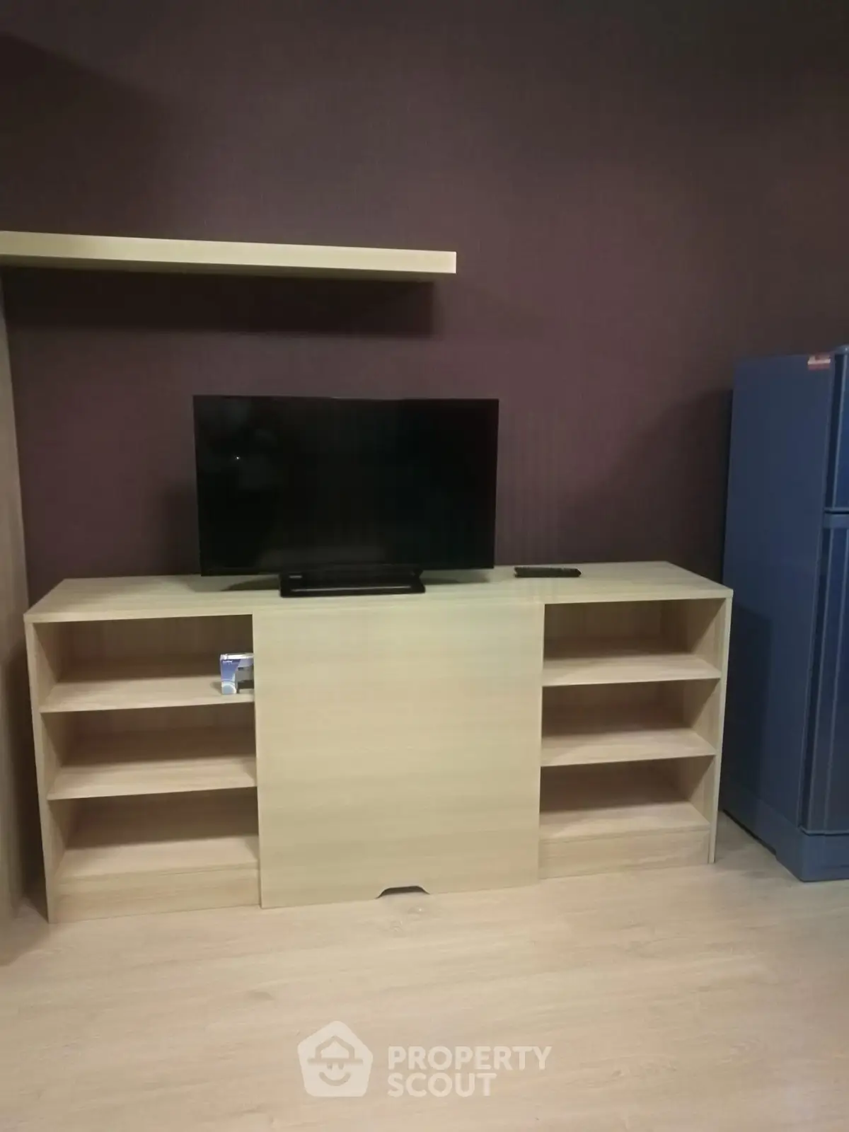 Modern living room with sleek TV stand and minimalist design