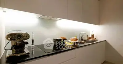 Sleek modern kitchen with high-end appliances and minimalist design.