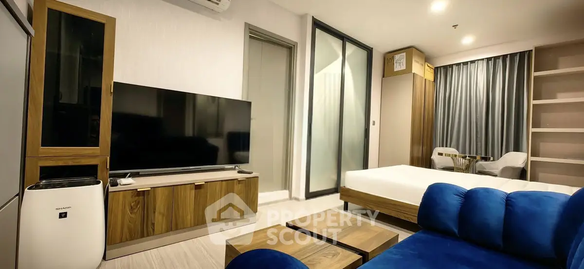 Modern studio apartment with stylish furniture and open layout