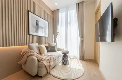 Elegant living room with modern decor and natural light