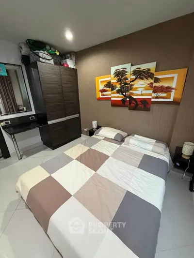 Modern bedroom with stylish decor and spacious wardrobe