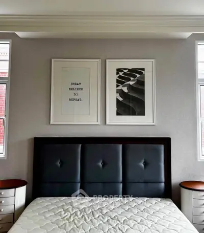 Elegant bedroom with stylish decor and modern furnishings, perfect for relaxation and comfort.