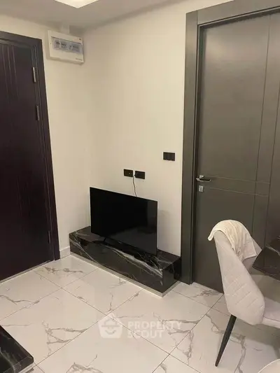 Modern interior with sleek marble flooring and stylish furniture