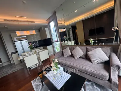 Luxurious modern living room with elegant dining area and stylish decor