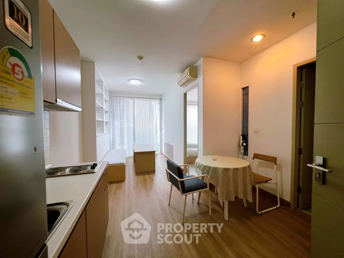 Modern studio apartment with open layout and natural light