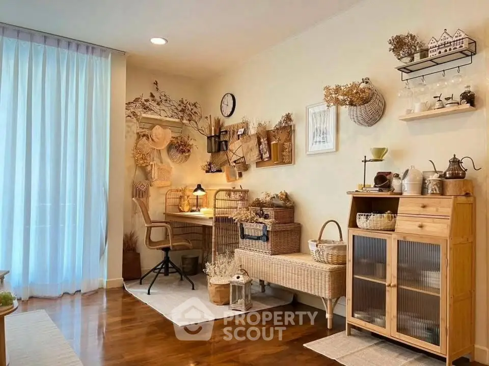 Charming study room with rustic decor and natural light, perfect for a cozy home office setup.