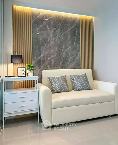 Modern living room with stylish sofa and elegant decor