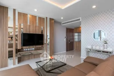 Luxurious modern living room with elegant decor and stylish furniture