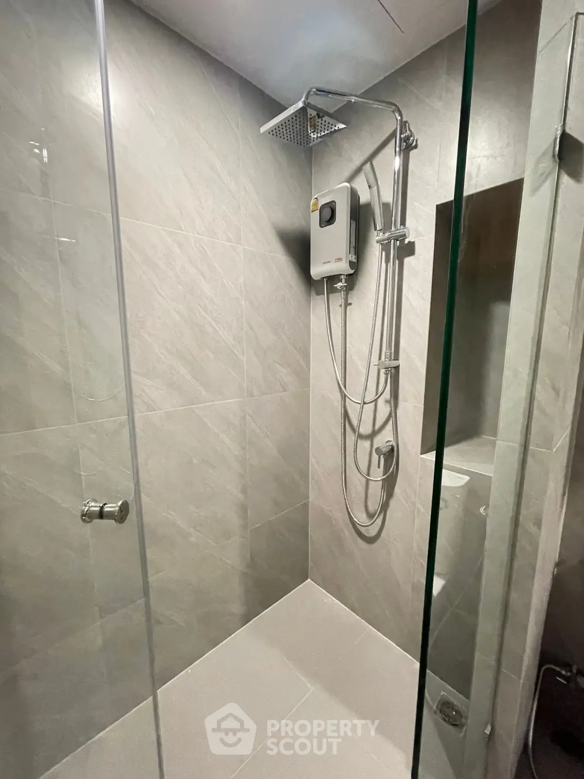 Modern bathroom with sleek shower and glass enclosure