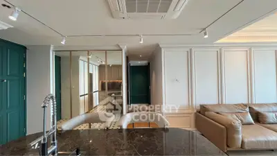 Luxurious modern living room with elegant decor and spacious layout
