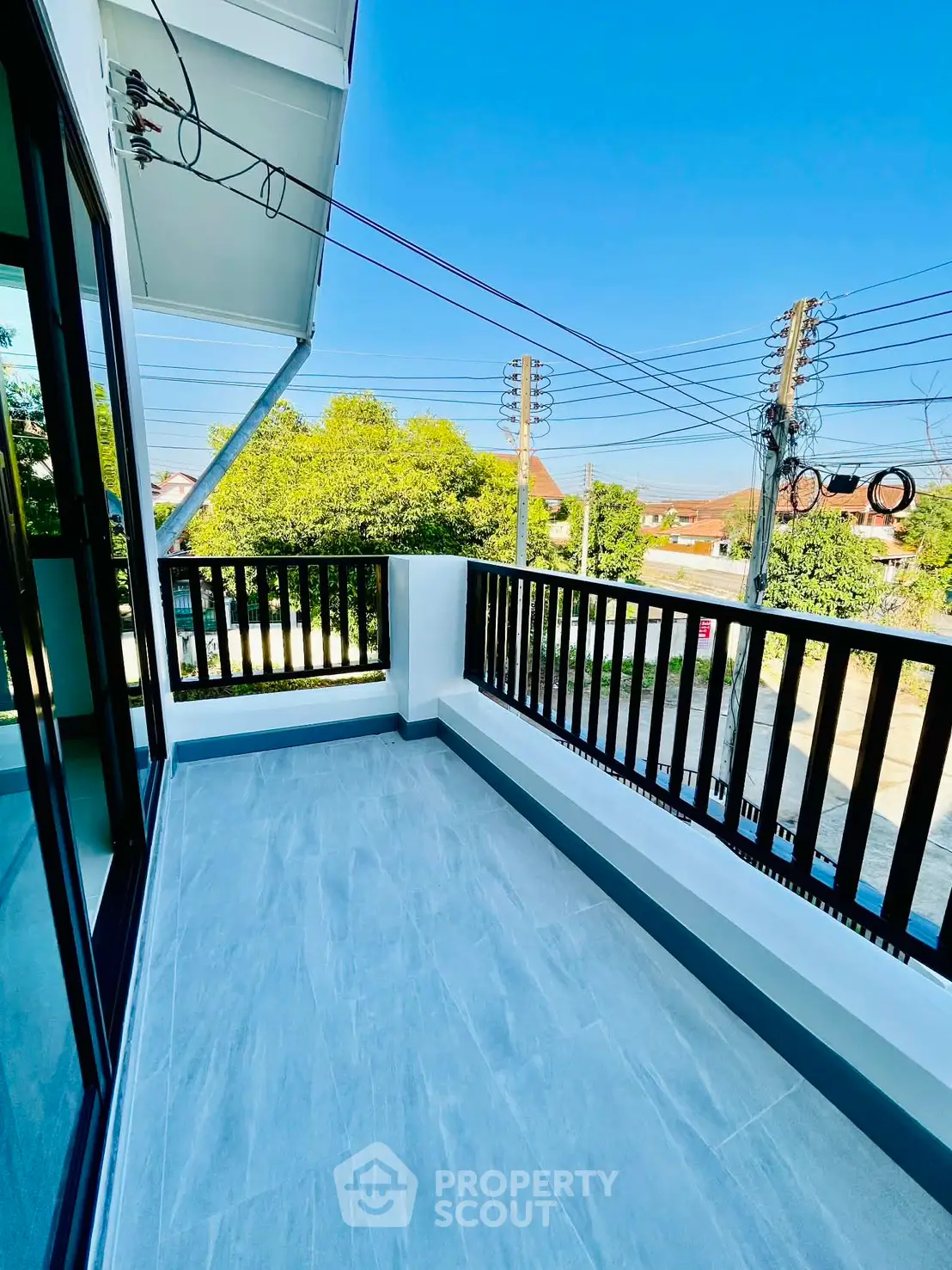 Spacious balcony with scenic view in modern residential property