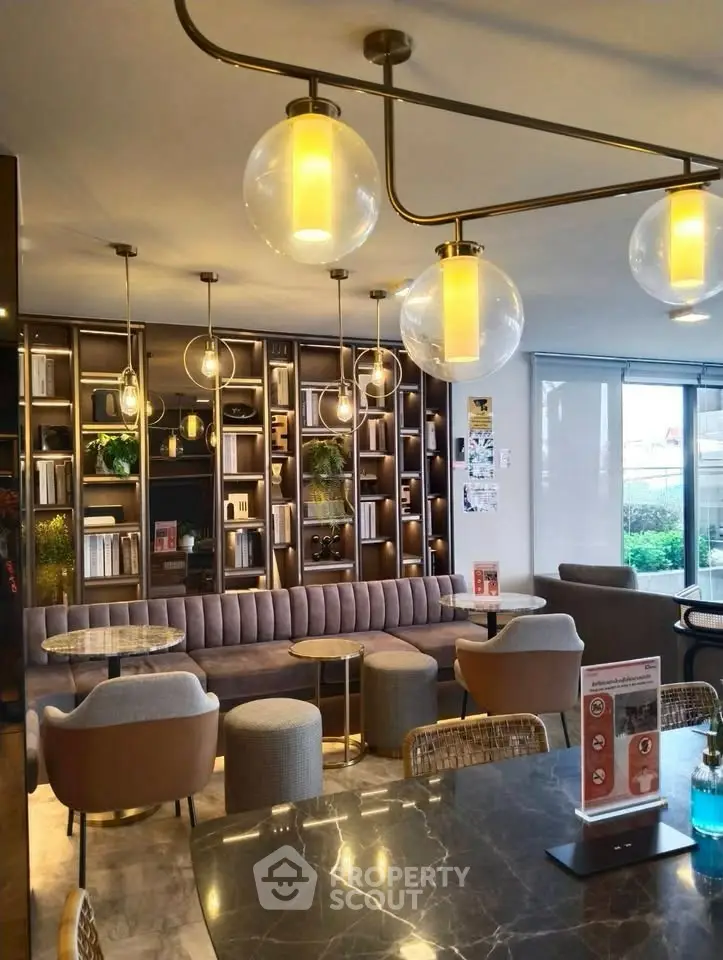 Luxurious modern living room with elegant lighting and stylish decor