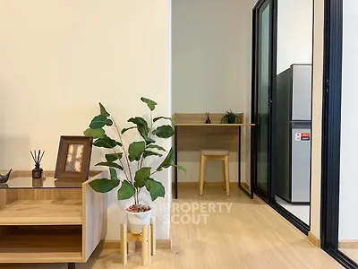 Modern interior with stylish decor and compact study area, perfect for urban living.