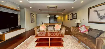 Luxurious living room with elegant decor and spacious seating area