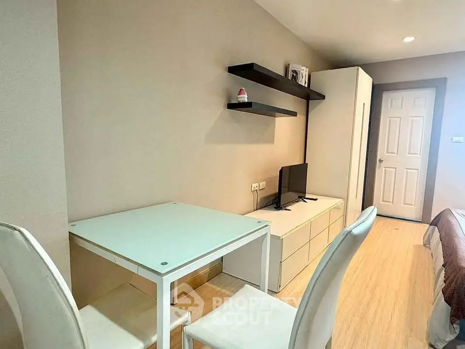Modern studio apartment with sleek furniture and minimalist design