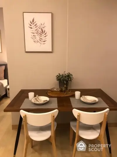 Cozy dining area with elegant table setting and modern decor