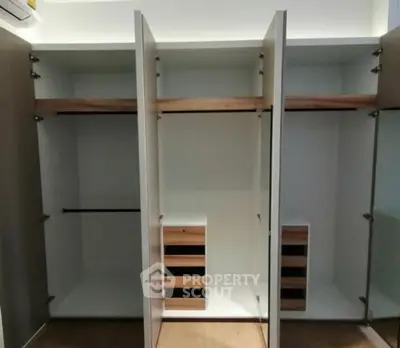 Spacious walk-in closet with modern shelving and ample storage space