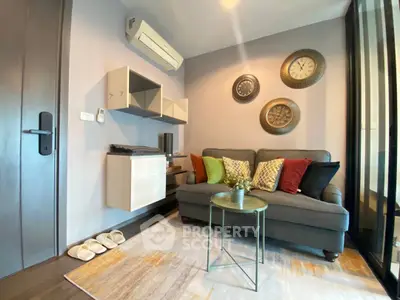 Cozy living room with modern decor and air conditioning