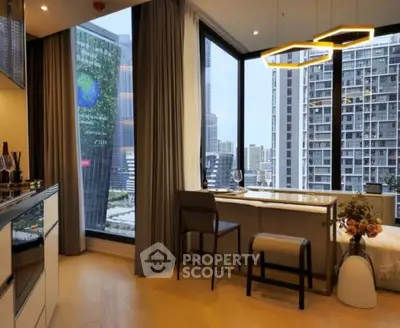 Modern apartment with stunning city view and stylish interior design