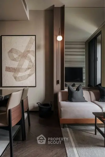 Stylish modern living room with elegant decor and cozy seating area