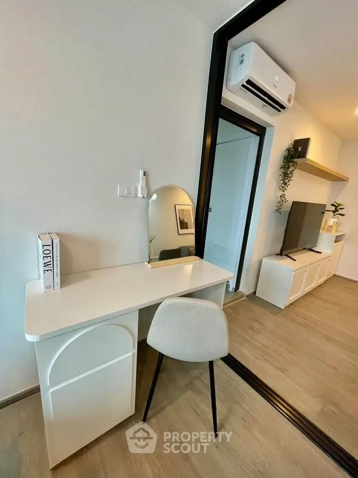 Modern apartment interior with stylish furniture and air conditioning