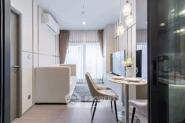 Modern living room with elegant decor and natural light